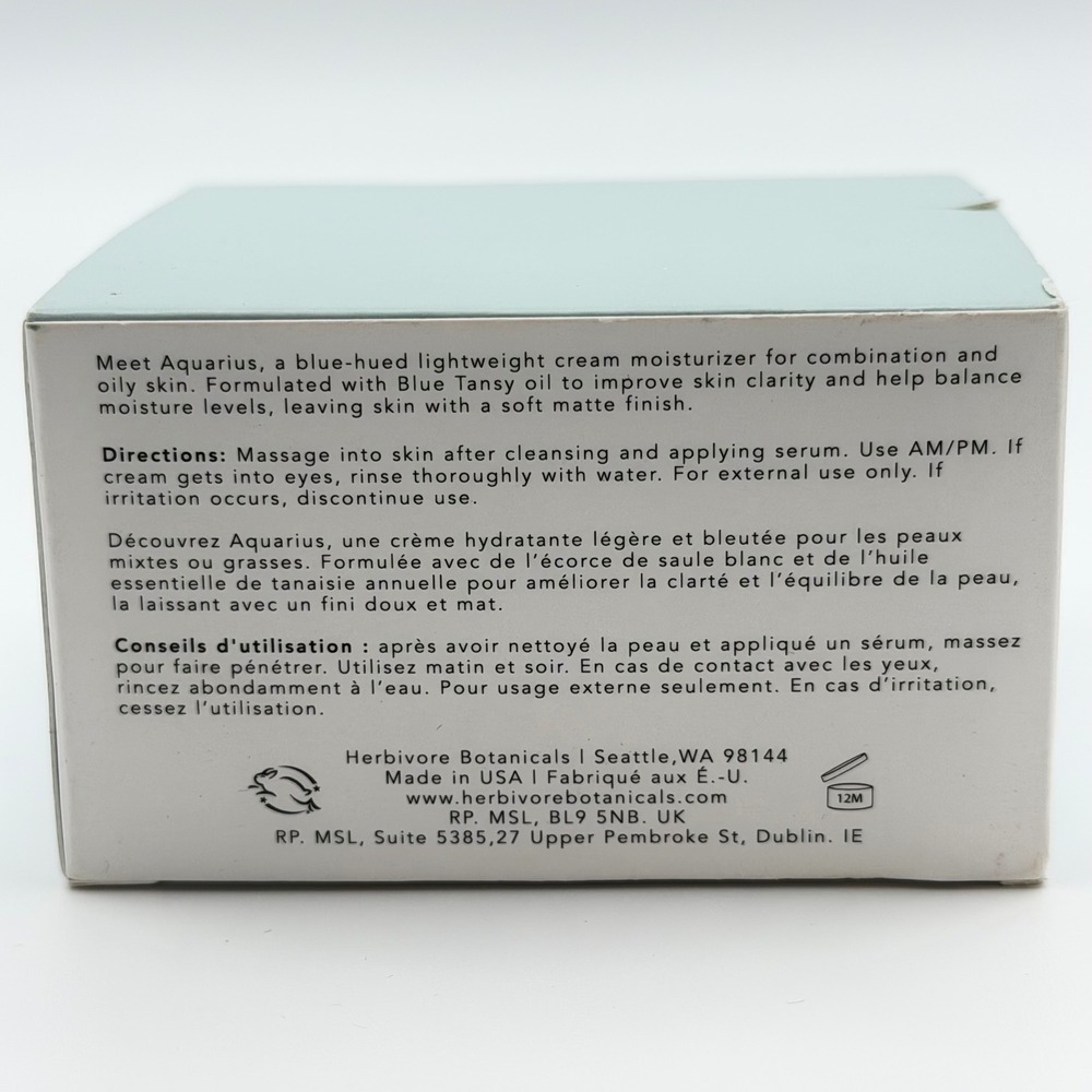 Herbivore Aquarius Pore Purifying Clarity Cream Blue Tansy BHA Moisturizer 50mL - Picture 11 of 16